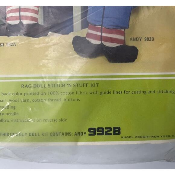 Vintage Raggedy Andy Doll Crewel Creative Stitchery Kits 9928 - Andy only - Picture 3 of 4